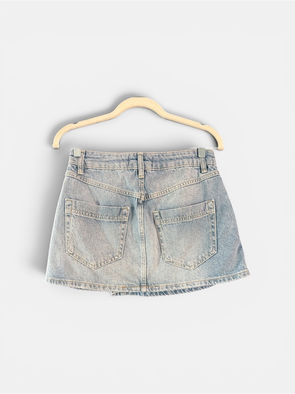 We The Free Light Blue Asymmetrical Button-Front Denim Mini Skirt - Picture 2 of 5